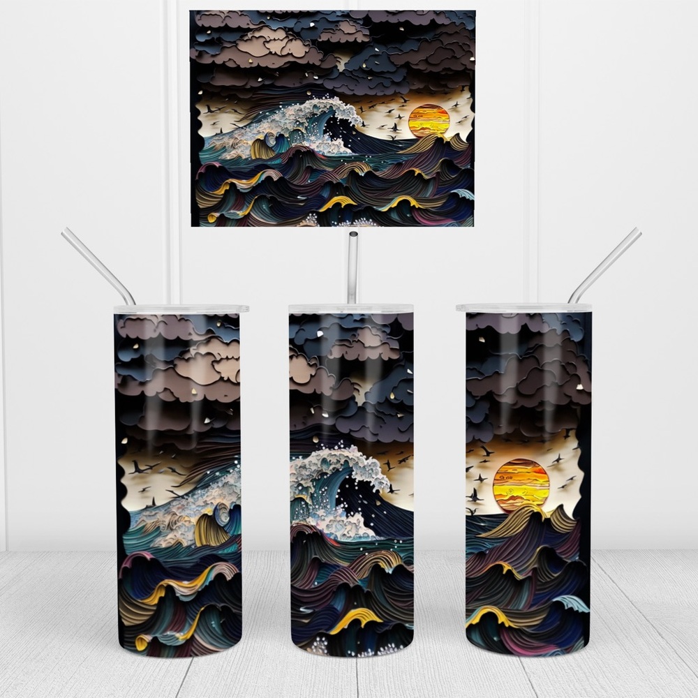 Ocean Wave Stainless Steel Tumbler Set